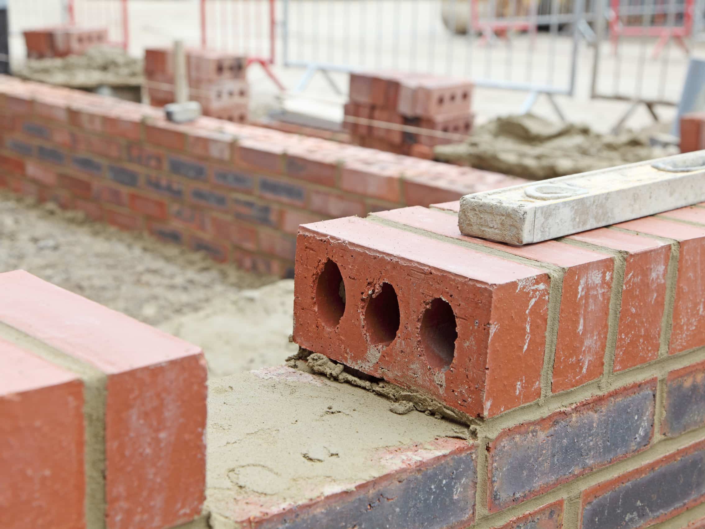 This is a brick wall being constructed